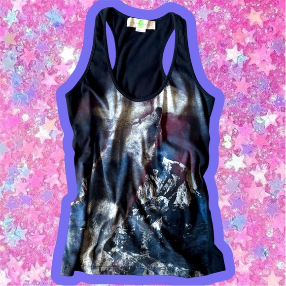 Stella McCartney Wolf Tank Top Sz 2 80s Chloe tee 90s Y2K 2000s vegan designer - Picture 2 of 15
